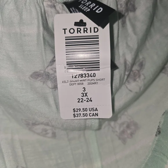 Torrid Mint Green Top And Bottom Set with Dog Pattern - Picture 2 of 6